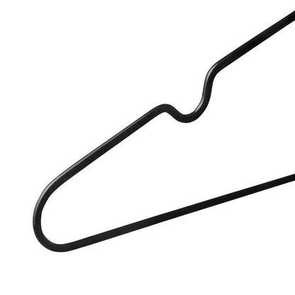 Black Non-Slip Coated Metal Hangers with Shoulder Notches and Trouser Bar - 40.5 cm