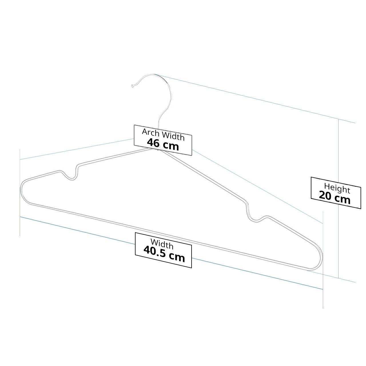 Black Non-Slip Coated Metal Hangers with Shoulder Notches and Trouser Bar - 40.5 cm