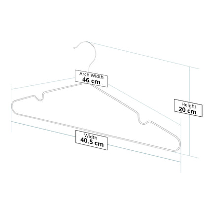 Black Non-Slip Coated Metal Hangers with Shoulder Notches and Trouser Bar - 40.5 cm