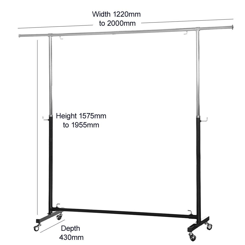 Black & Chrome Adjustable Clothes Rail