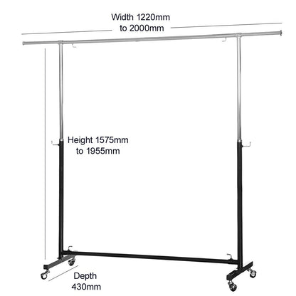 Black & Chrome Adjustable Clothes Rail