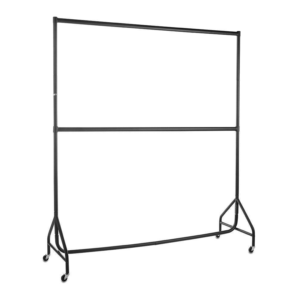 Black 2-Tier Reinforced 6ft Wide Heavy-Duty Clothes Rail