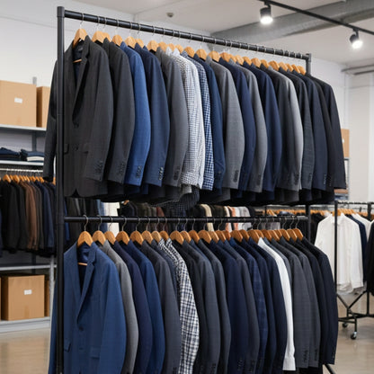 Black 2-Tier Reinforced 6ft Wide Heavy-Duty Clothes Rail
