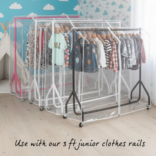 3ft Clear Childrens Clothes Rail Cover Single Zip