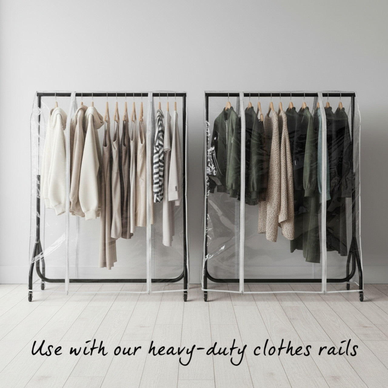 Clear Clothes Rail Cover Double Zip