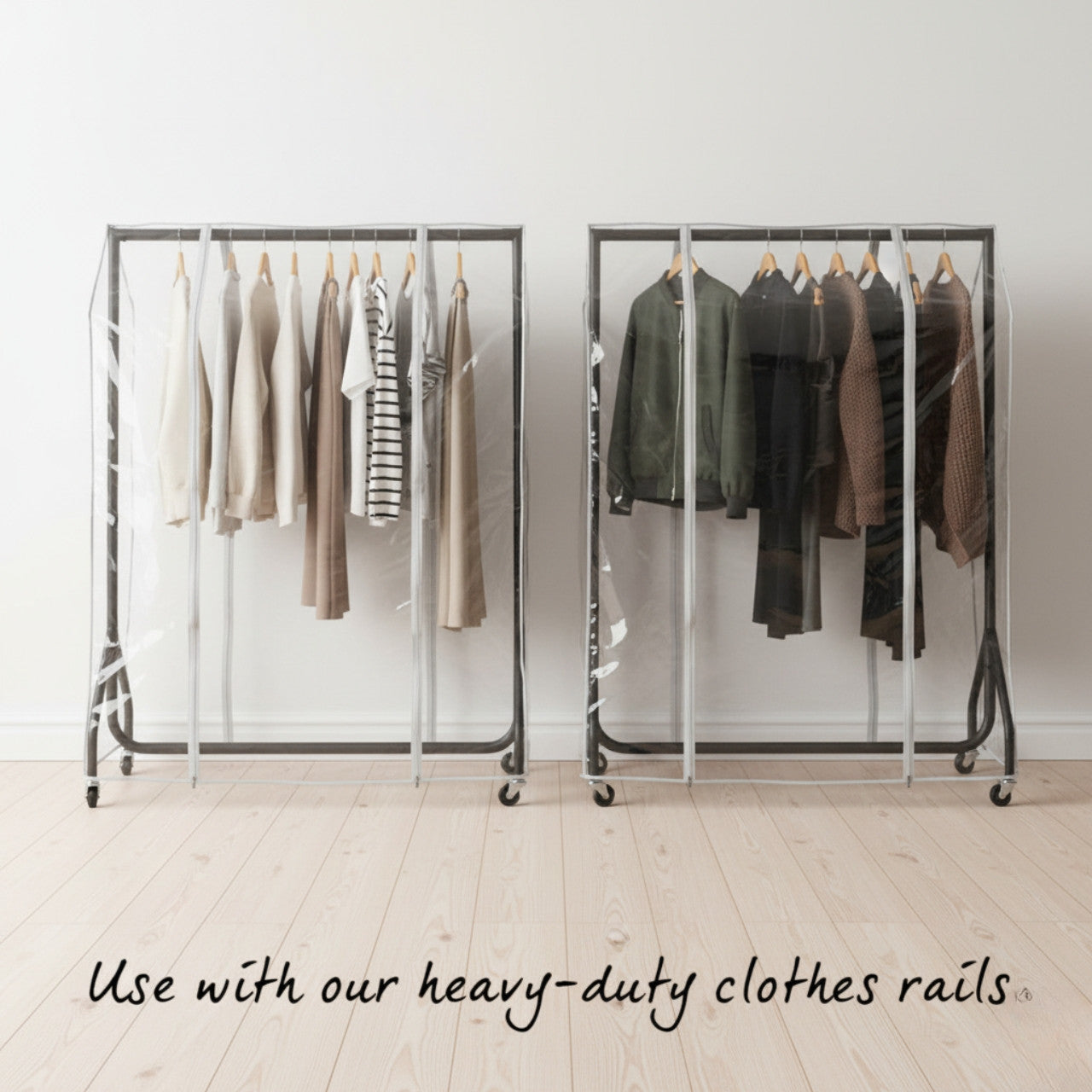 Clear Clothes Rail Cover Double Zip