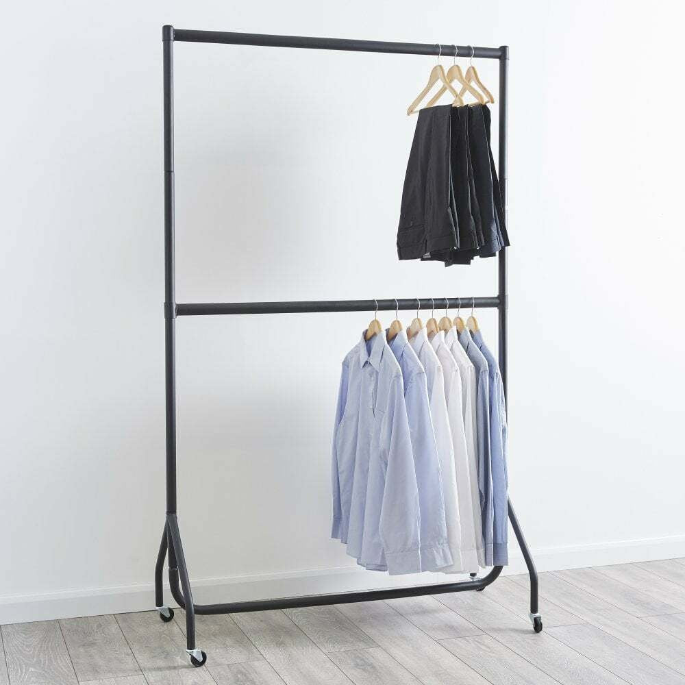 2 x 2 Tier Black 6ft Heavy-Duty Clothes Rails