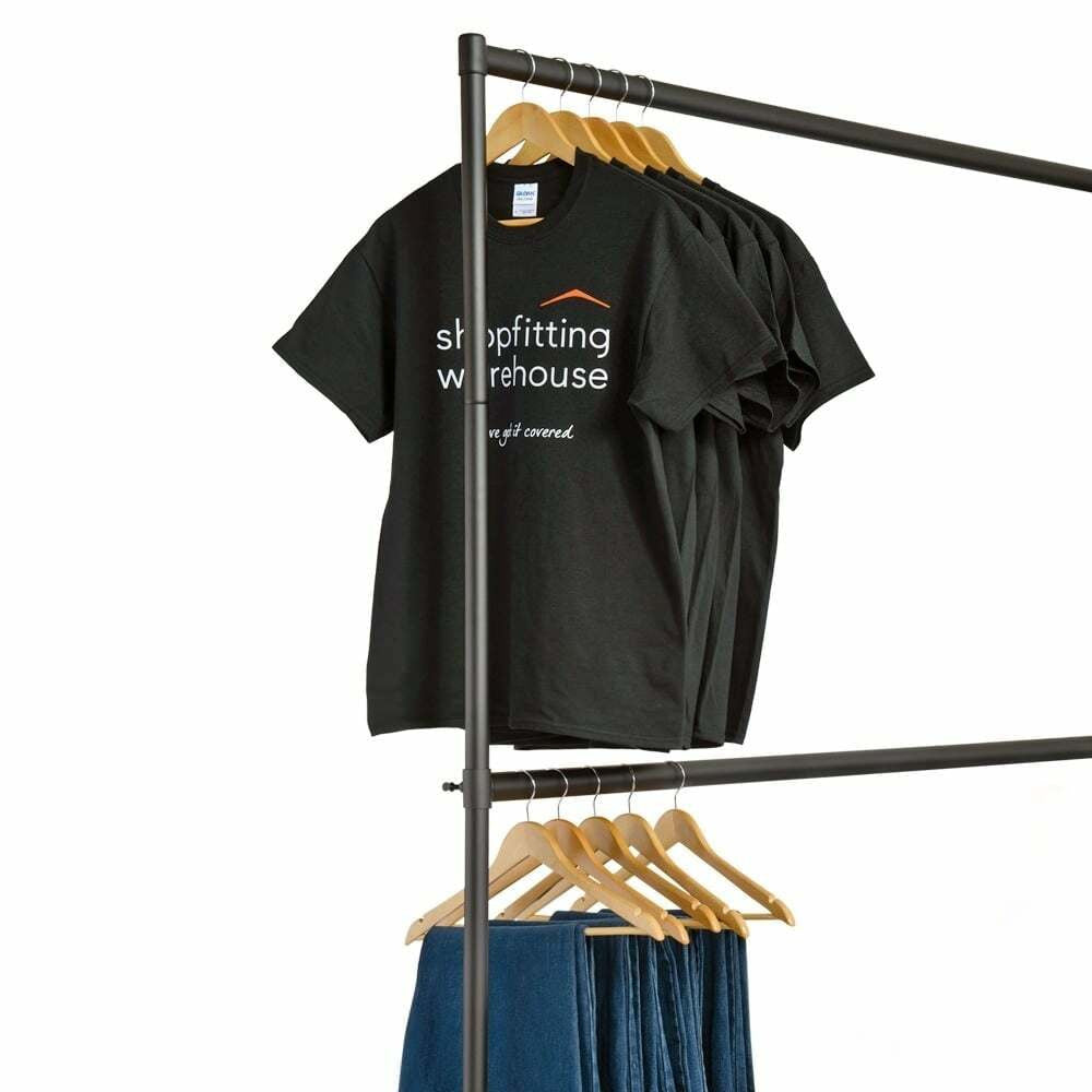 2 x 2 Tier Black 6ft Heavy-Duty Clothes Rails