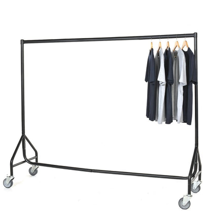 5 x Black Reinforced 6ft Wide Heavy-Duty Clothes Rails With Heavy Duty Wheels