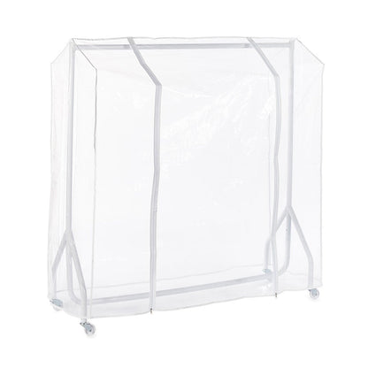 White 4ft Wide Children's Heavy-Duty Clothes Rail With Clear Cover