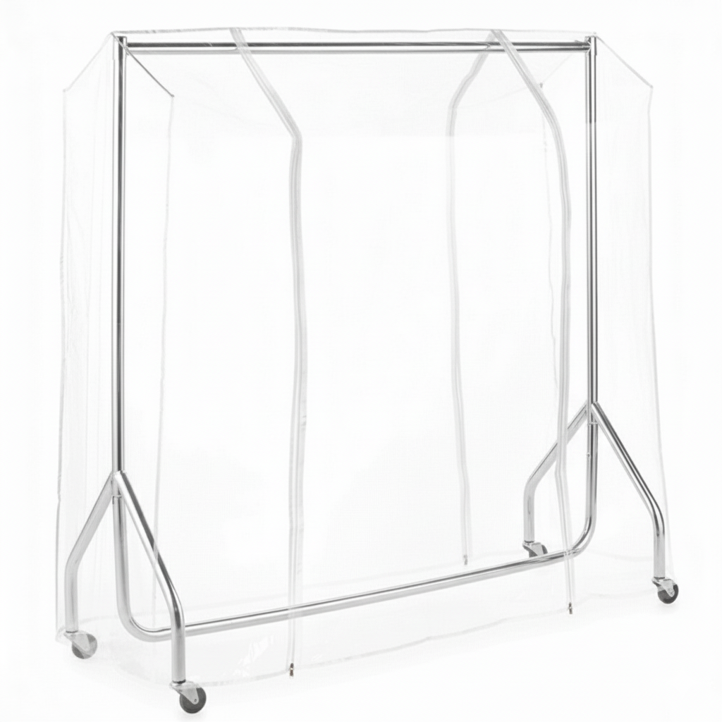 Chrome 4ft Wide Children's Heavy-Duty Clothes Rail With Clear Cover