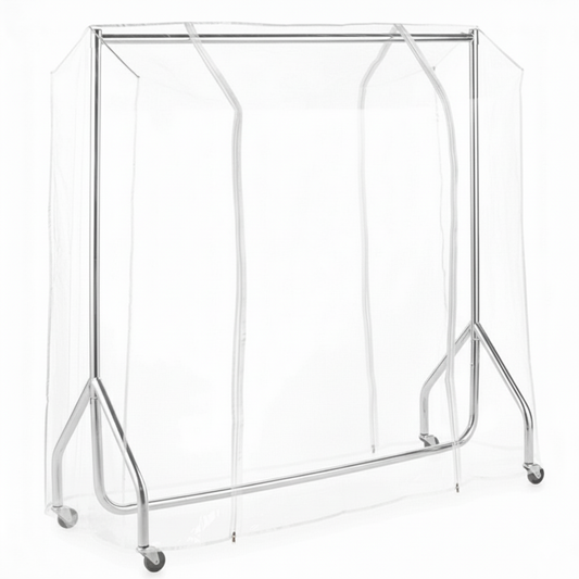 Chrome 4ft Wide Children's Heavy-Duty Clothes Rail With Clear Cover