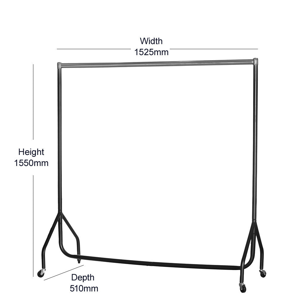 Black & Chrome Heavy-Duty Clothes Rail