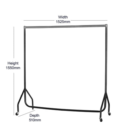 Black & Chrome Heavy-Duty Clothes Rail