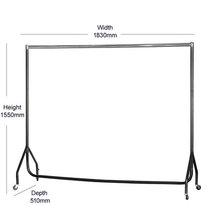 Black & Chrome Heavy-Duty Clothes Rail