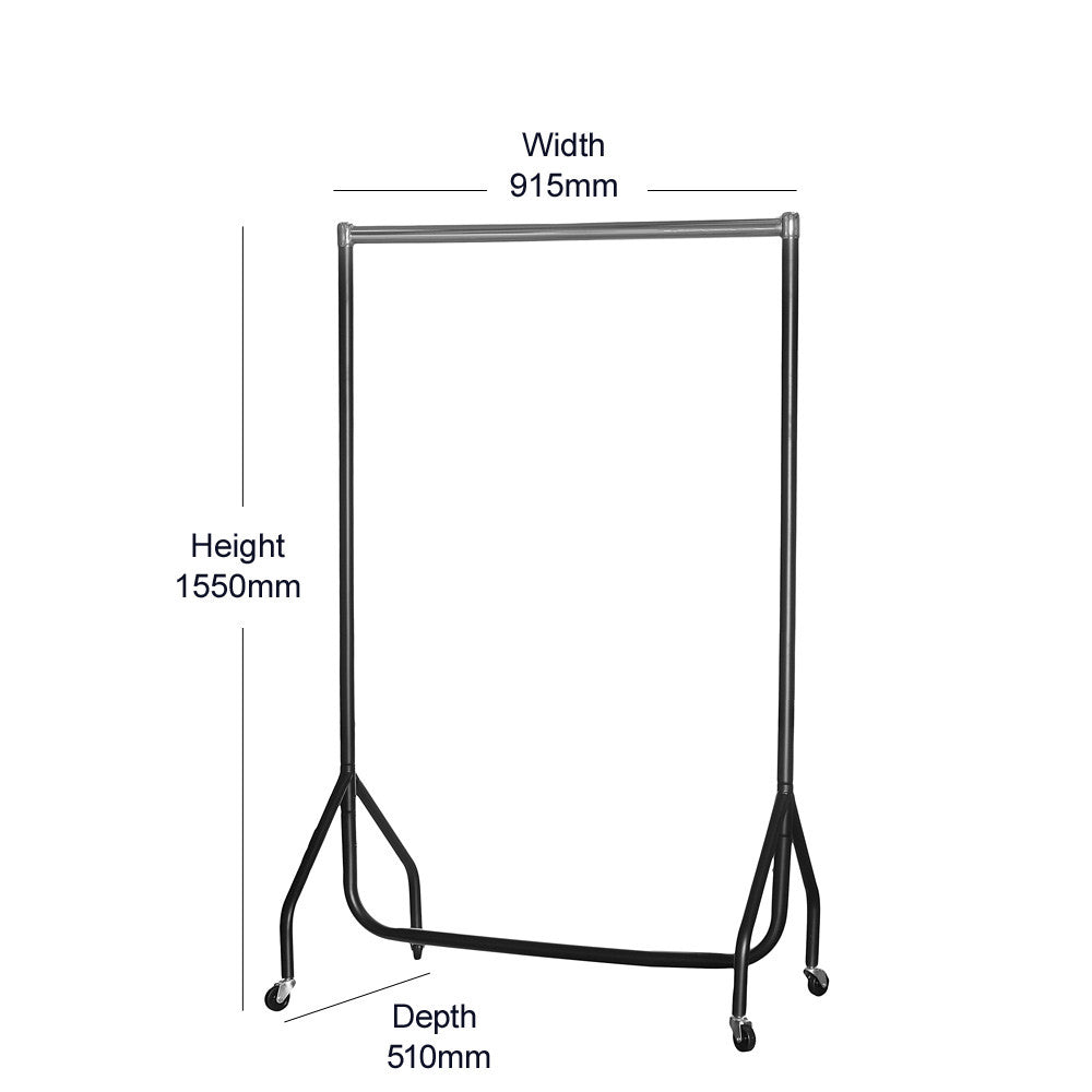 Black & Chrome Heavy-Duty Clothes Rail