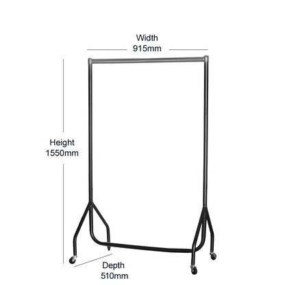 Black & Chrome Heavy-Duty Clothes Rail