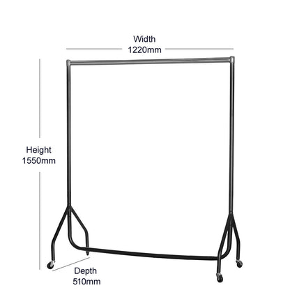Black & Chrome Heavy-Duty Clothes Rail