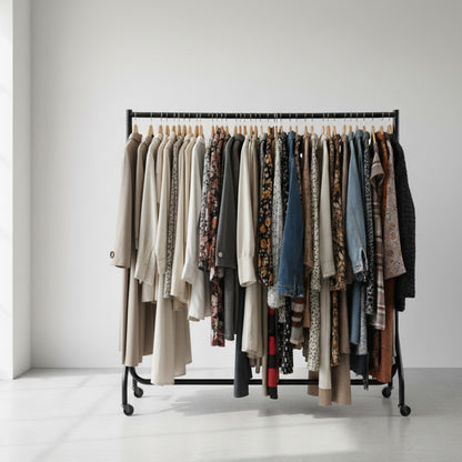 Black Heavy-Duty Clothes Rail