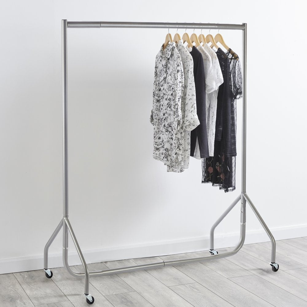 Silver Heavy-Duty Clothes Rail