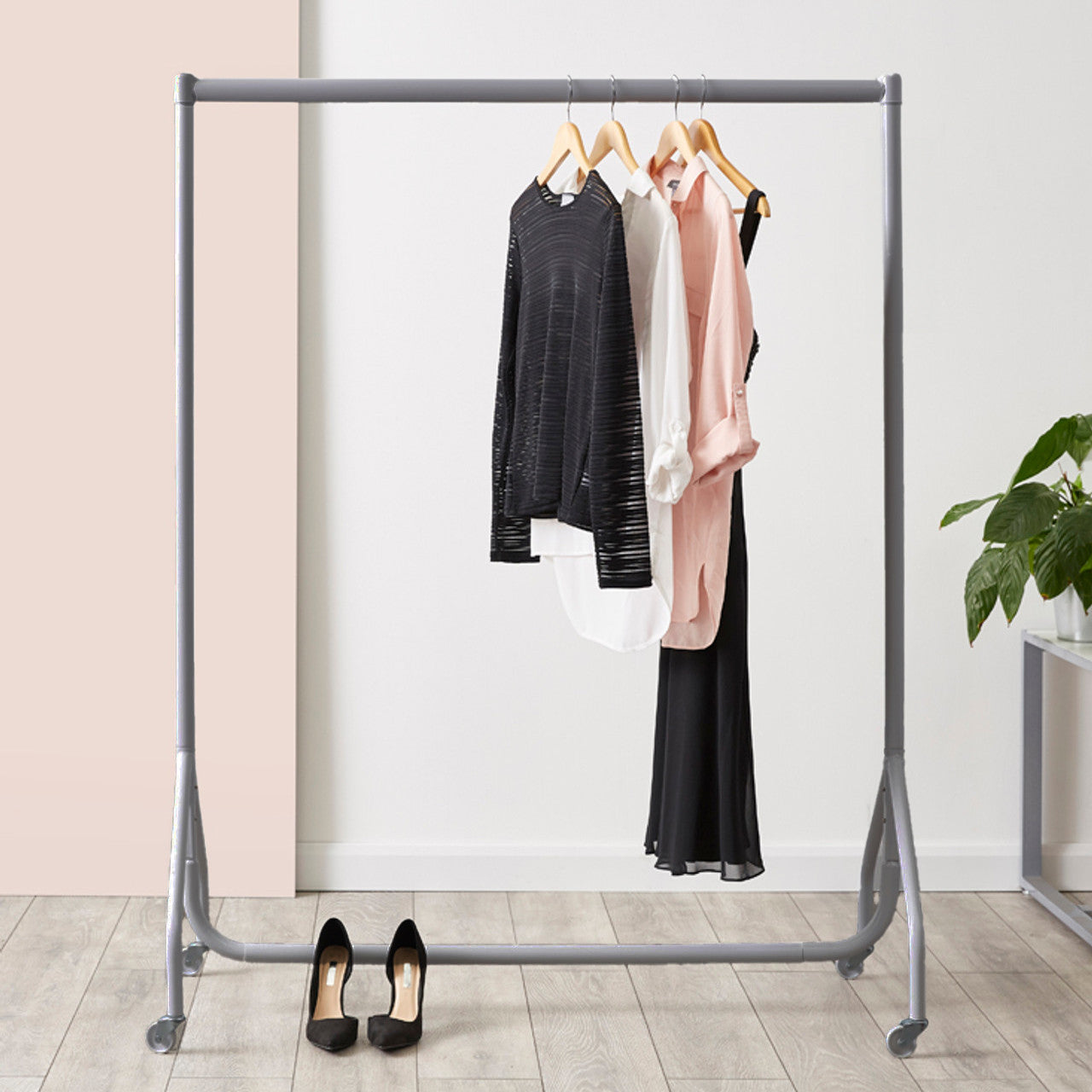 Silver Heavy-Duty Clothes Rail