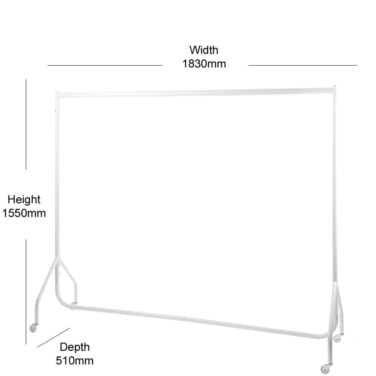 Gloss White Heavy-Duty Clothes Rail