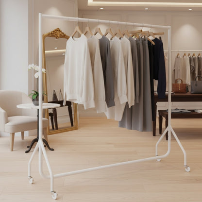 Gloss White Heavy-Duty Clothes Rail