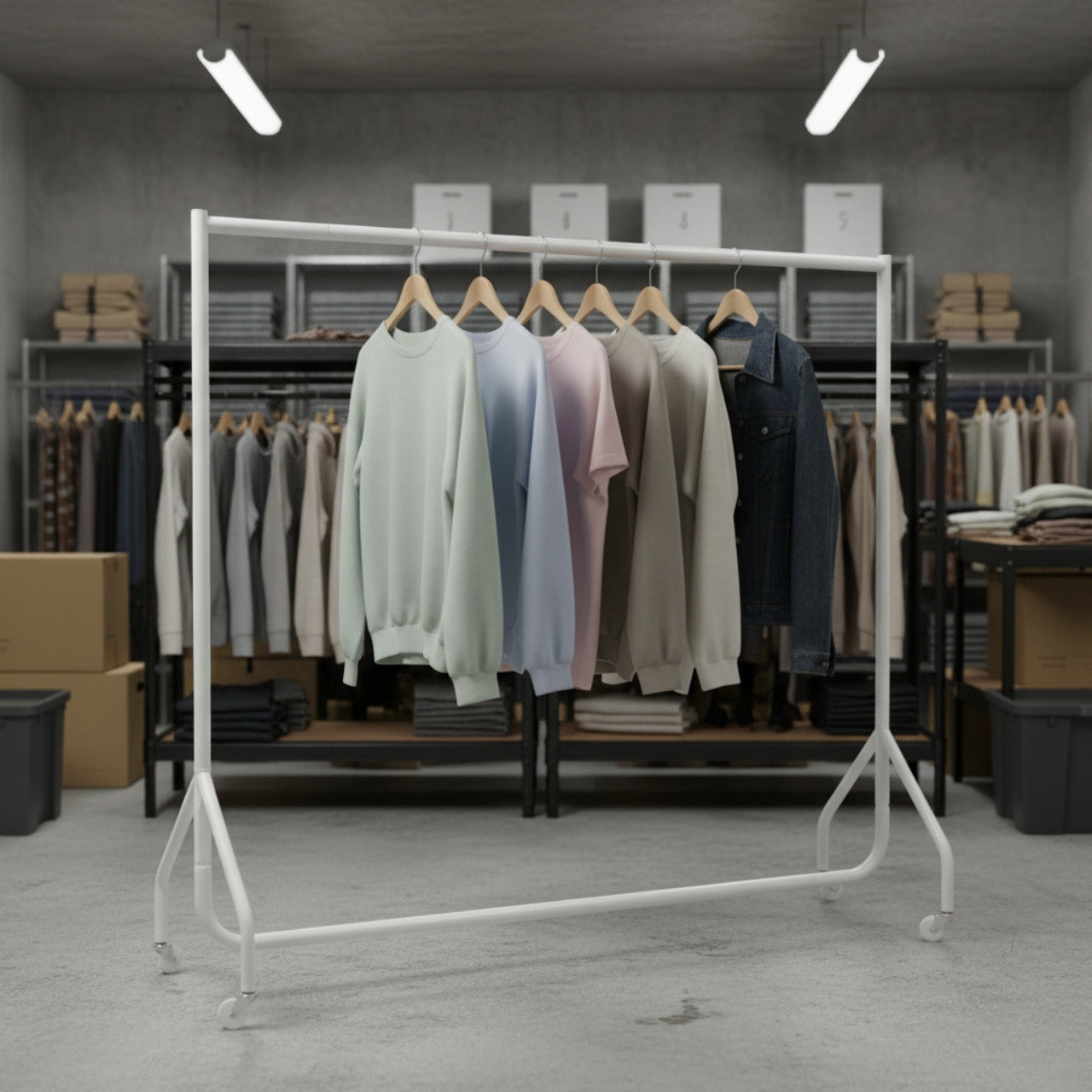 Gloss White Heavy-Duty Clothes Rail