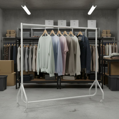 Gloss White Heavy-Duty Clothes Rail