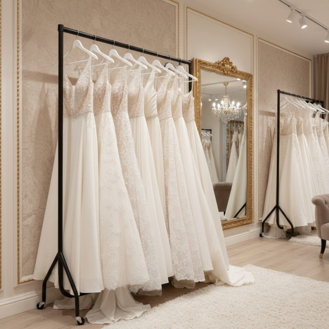 Tall Black Heavy-Duty Clothes Rail