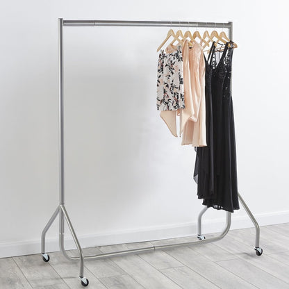 Tall Silver Heavy-Duty Clothes Rail