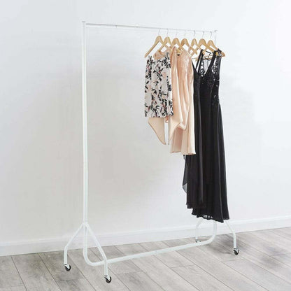 Tall Gloss White Heavy-Duty Clothes Rail