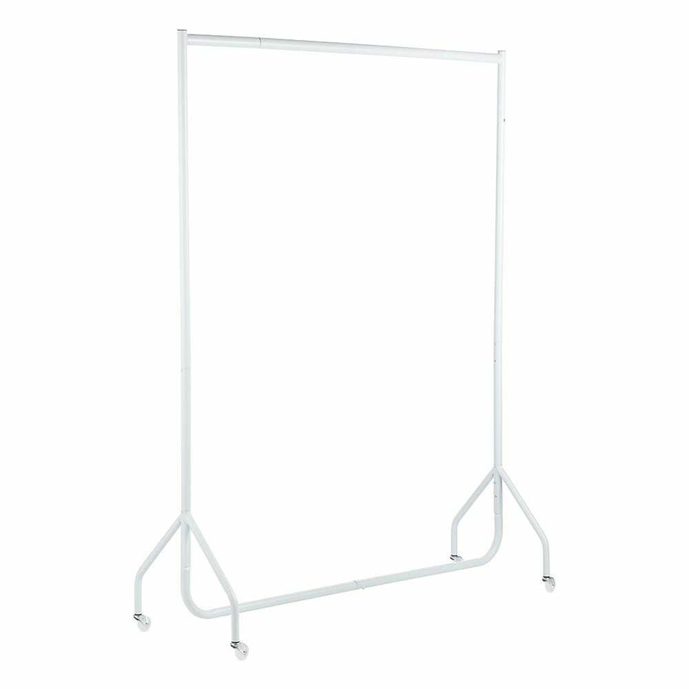 Tall Gloss White Heavy-Duty Clothes Rail