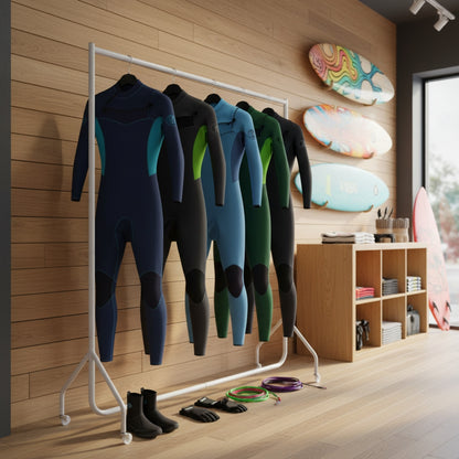 Tall Gloss White Heavy-Duty Clothes Rail
