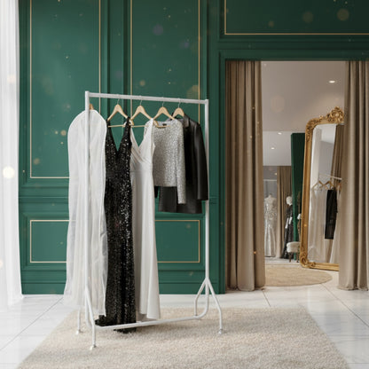 Tall Gloss White Heavy-Duty Clothes Rail