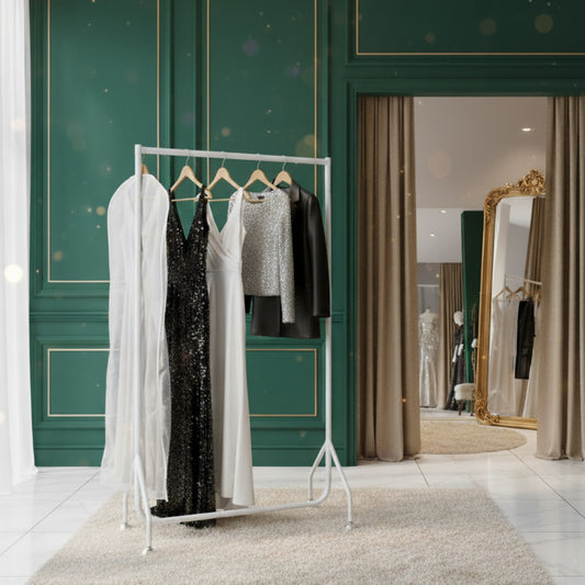 Tall Gloss White Heavy-Duty Clothes Rail
