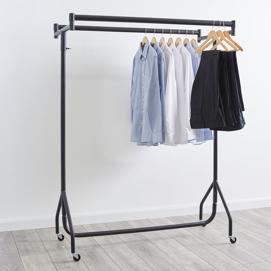 Parallel Black Heavy-Duty Clothes Rail