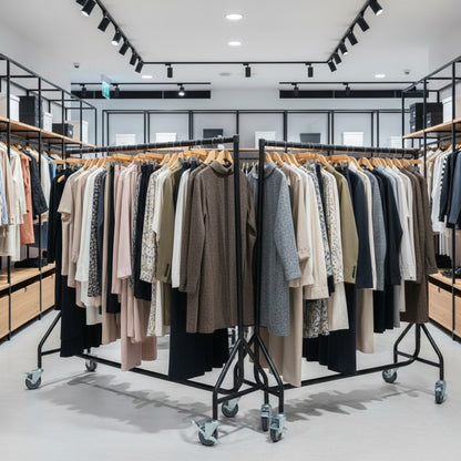 Reinforced Black Heavy-Duty Clothes Rail With Heavy Duty Wheels