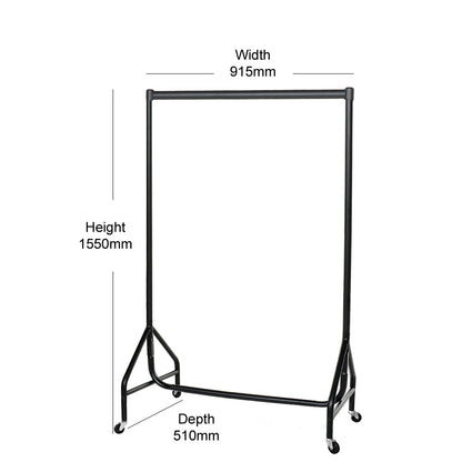 Reinforced Black Heavy-Duty Clothes Rail