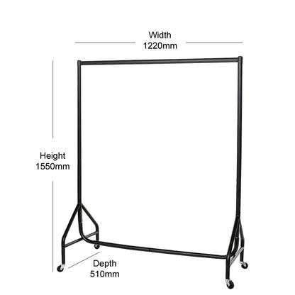 Reinforced Black Heavy-Duty Clothes Rail