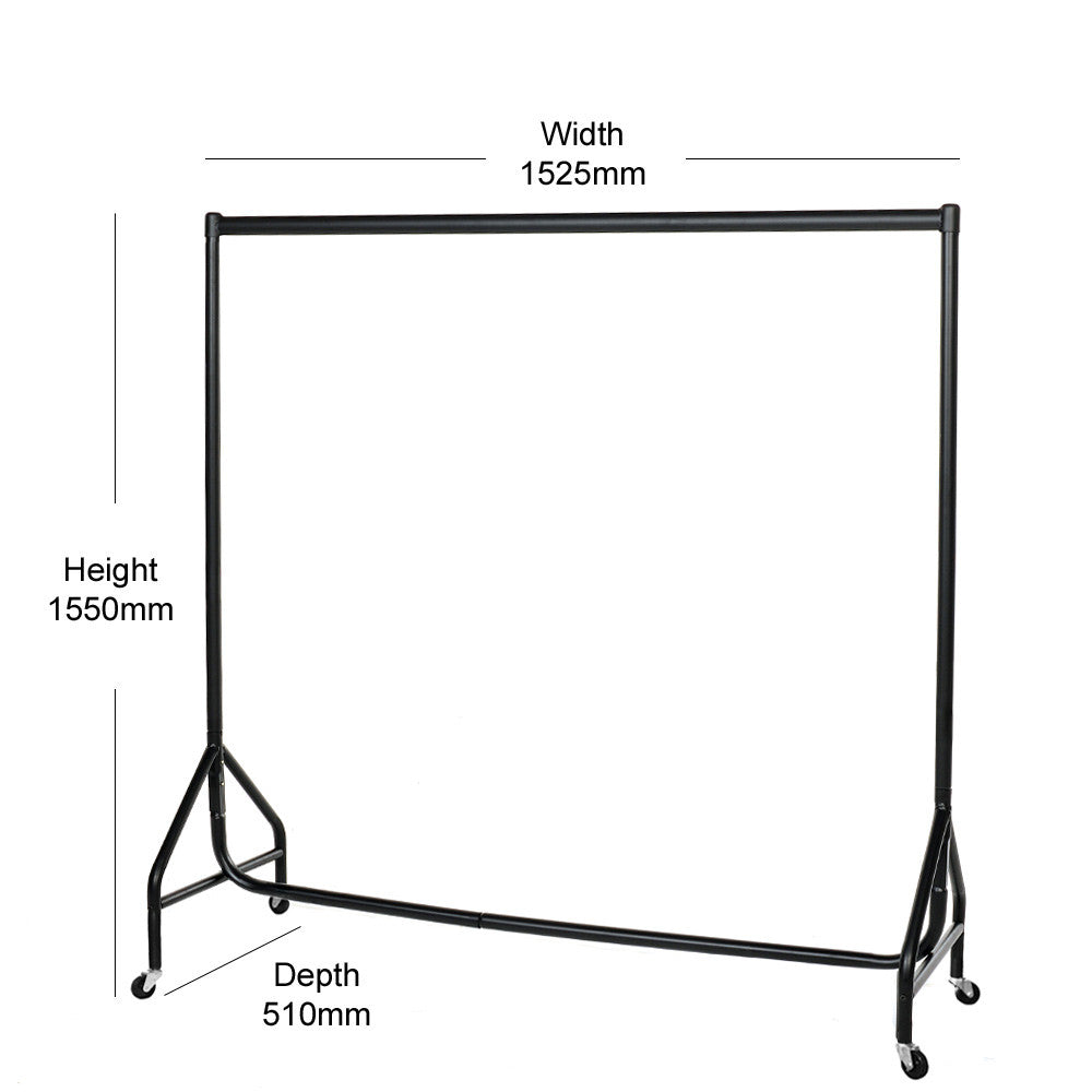 Reinforced Black Heavy-Duty Clothes Rail