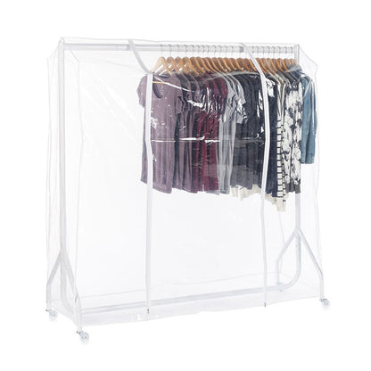 Gloss White Heavy-Duty Clothes Rail With Clear Cover