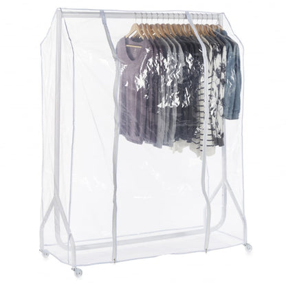 Gloss White Heavy-Duty Clothes Rail With Clear Cover
