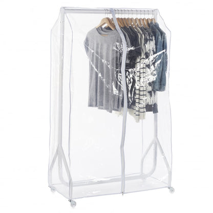 Gloss White Heavy-Duty Clothes Rail With Clear Cover