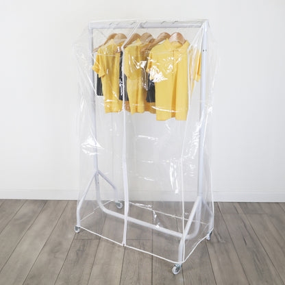 Gloss White Heavy-Duty Clothes Rail With Clear Cover
