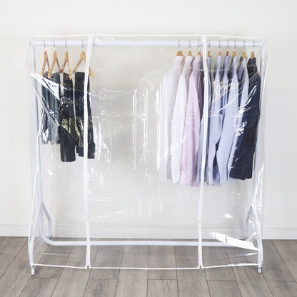 Gloss White Heavy-Duty Clothes Rail With Clear Cover
