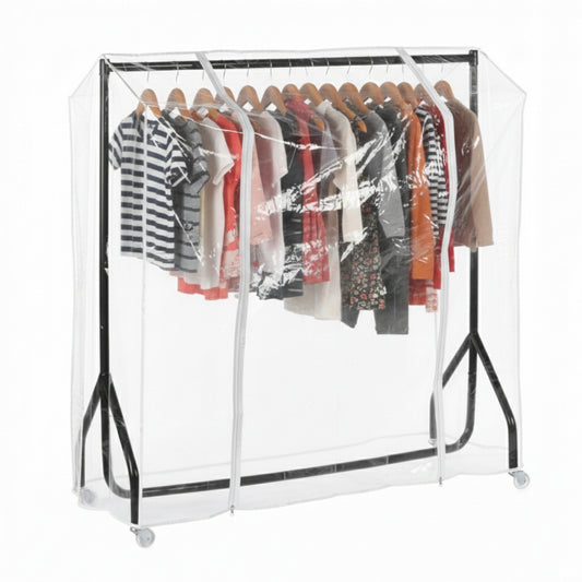 Black Children's Heavy-Duty Clothes Rail With Clear Cover