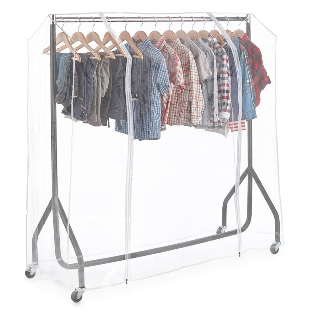 Black & Chrome Children's Heavy-Duty Clothes Rail With Clear Cover
