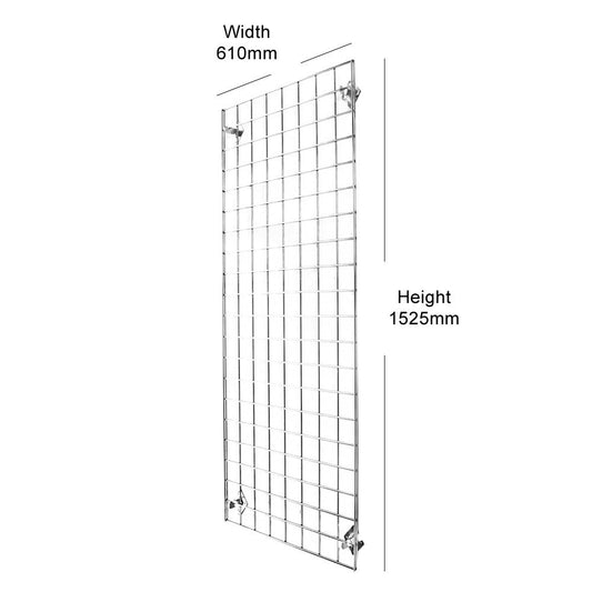 Chrome 5ft Wall-Mounted Grid Mesh Display