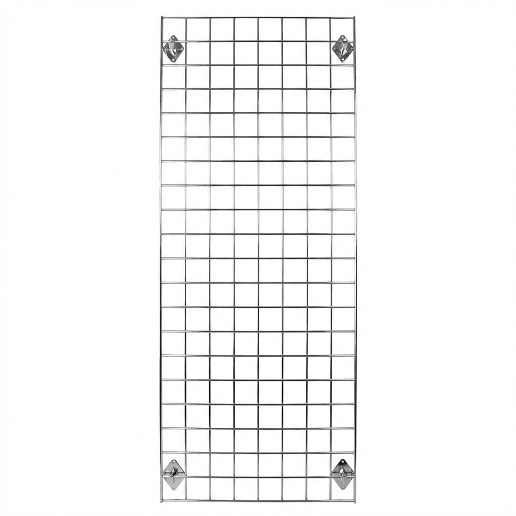 Chrome 4ft Wall-Mounted Grid Mesh Display